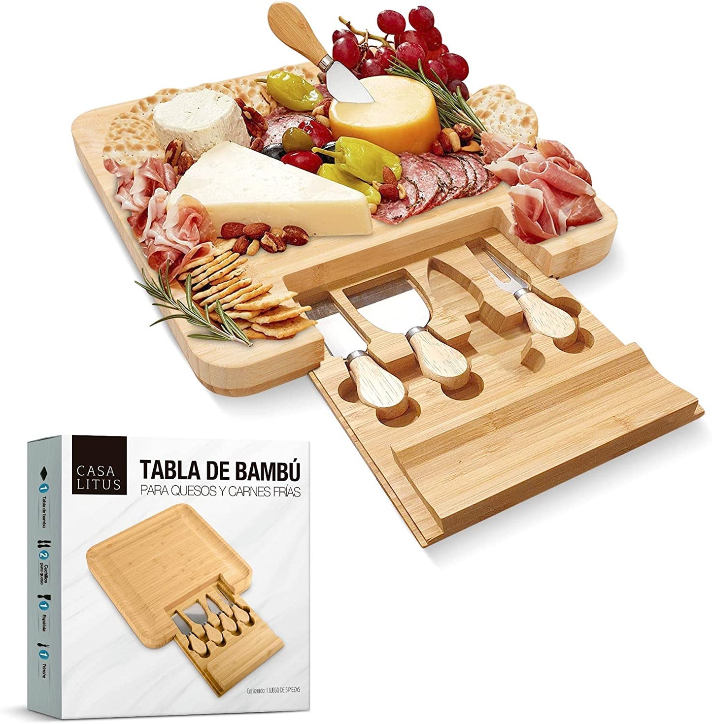 Tabla para Quesos de Madera de Bambú